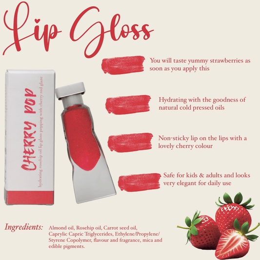 Melange Cherry Pop lip gloss lightweight moisturising red lip gloss