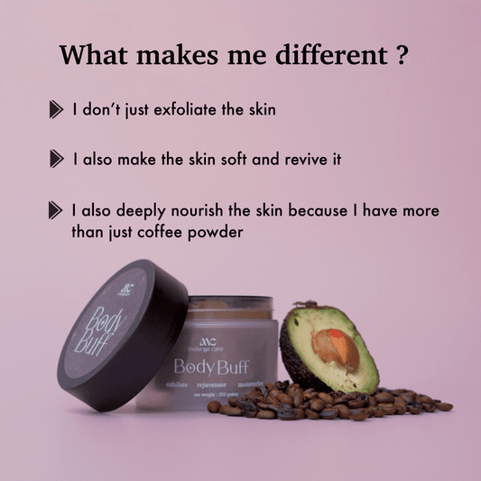 Melange Summer Collection Body Buff exfoliating scrub removes dead skin and prevents acne