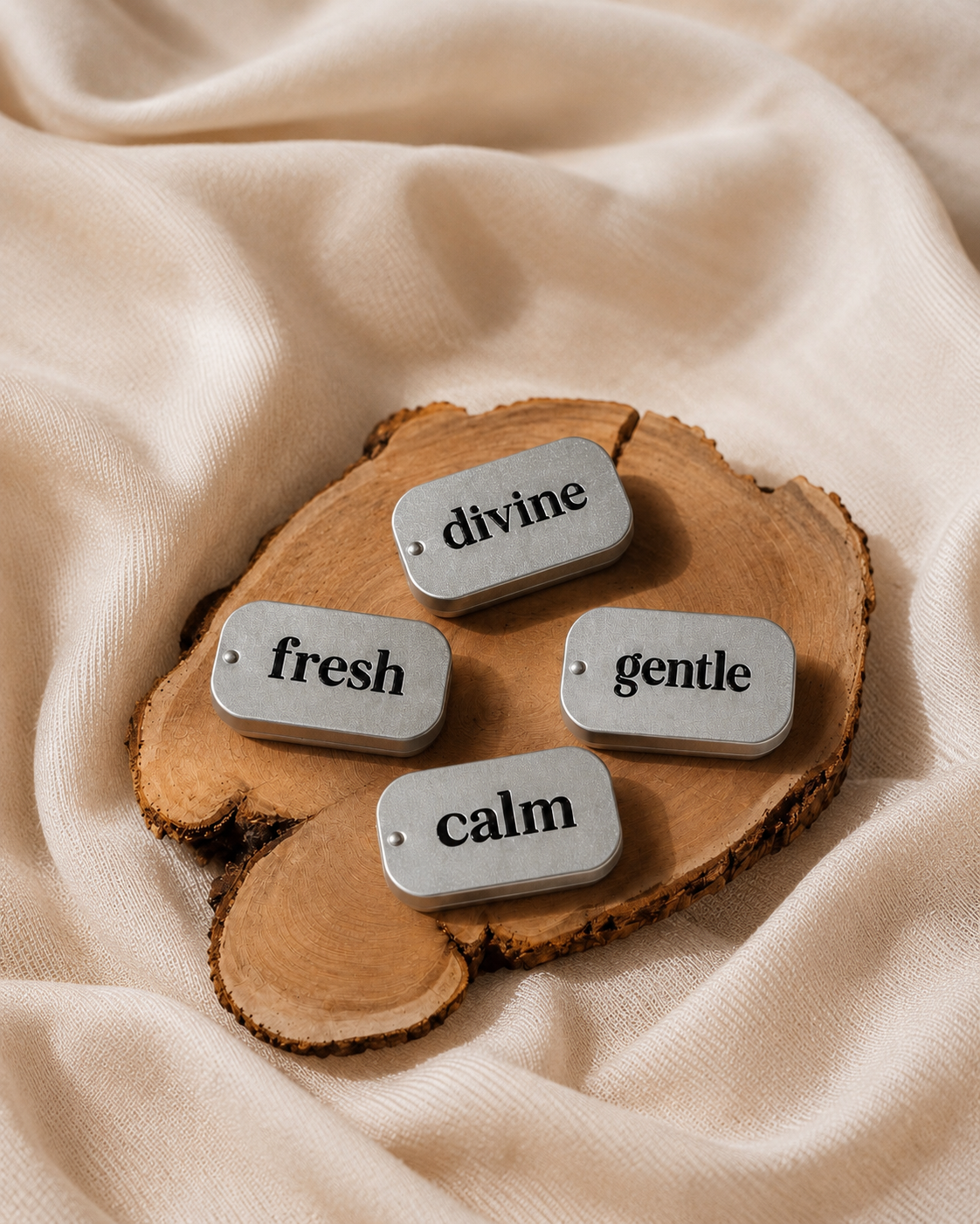 Melange Care natural solid perfumes — Divine, Calm, Gentle and Fresh, gift, pack of 4