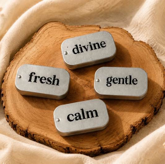 Melange Care natural solid perfumes — Divine, Calm, Gentle and Fresh scents