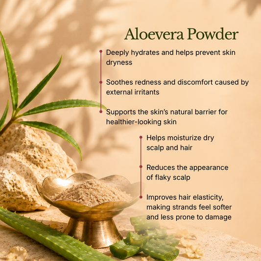 Melange Care aloe vera powder benefits for skin hydration dry scalp and hair elasticity India