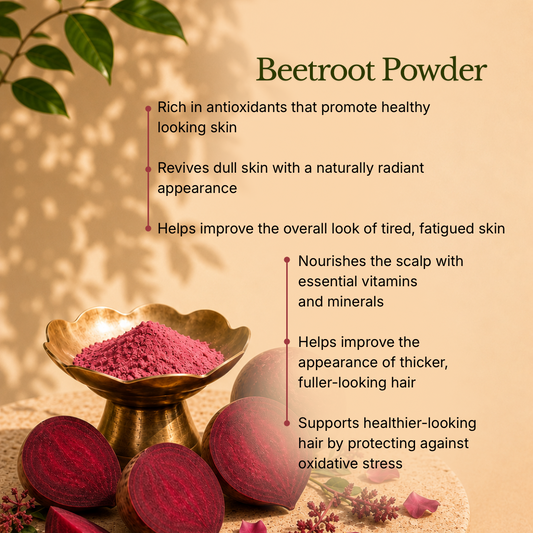 Melange Care beetroot powder antioxidants for glowing skin and thicker fuller looking hair India