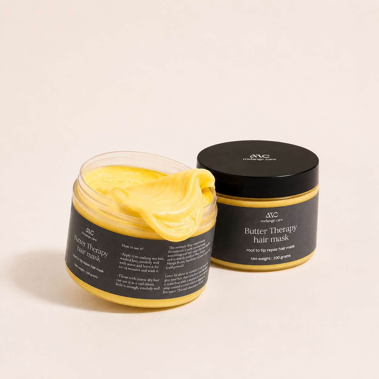 Melange Care Butter Therapy Hair Mask with rich creamy texture for deep conditioning
