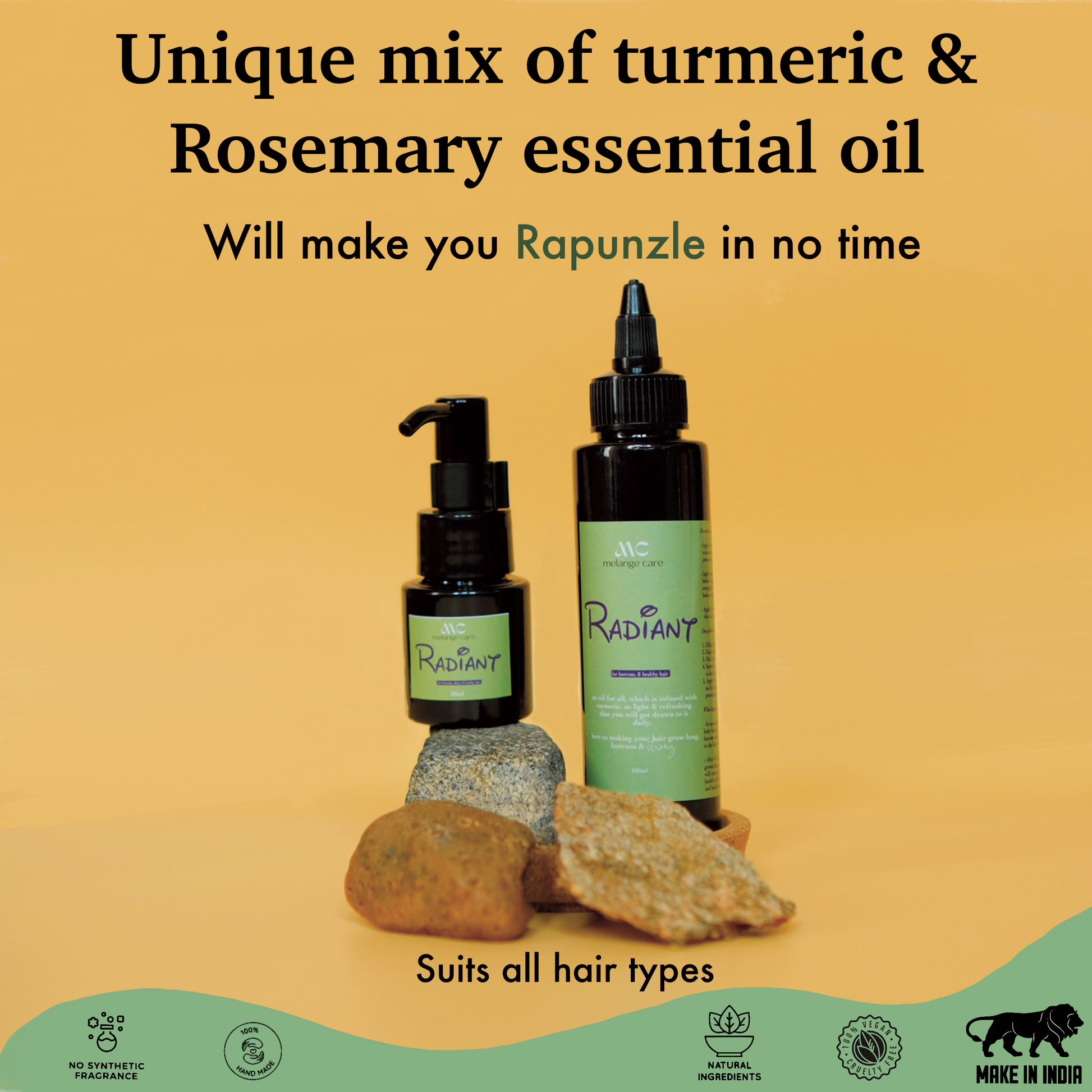 Melange Radiant turmeric rosemary hair oil for scalp health