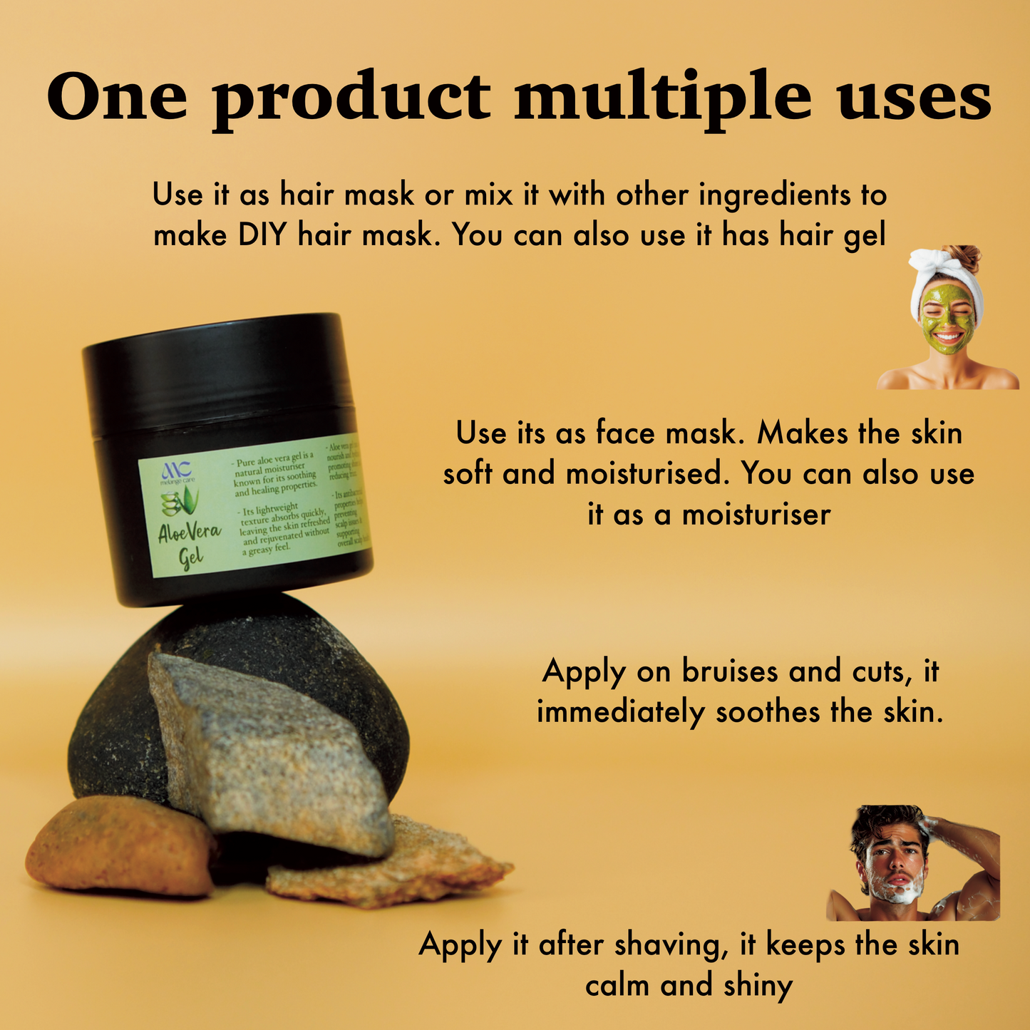 Melange Summer Collection Aloe Vera Gel soothes sun exposed skin and frizzy hair