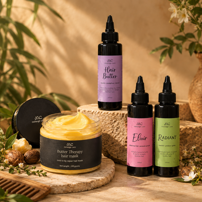Total Nourishment hair mask and hair oil combo with Butter Therapy deep conditioning mask for softer, smoother hair